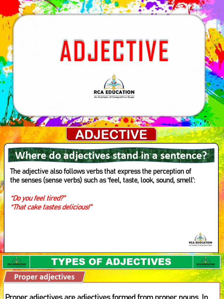 Understanding Types of Adjectives | PDF | Adjective | Adverb