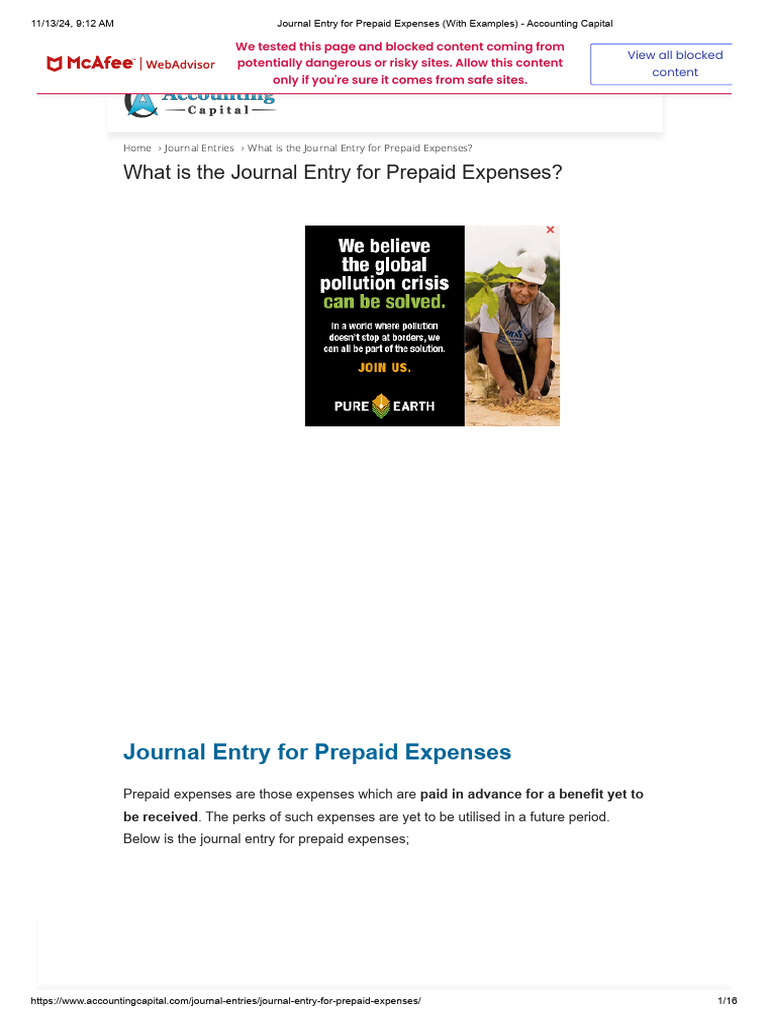 Journal Entries for Prepaid Expenses | PDF | Debits And Credits | Expense