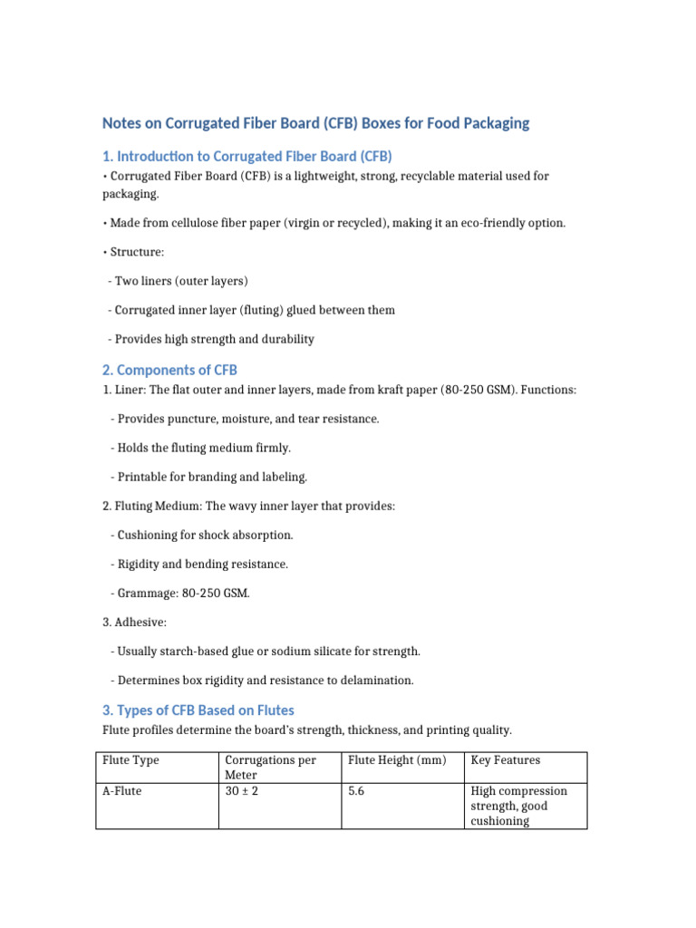 CFB Boxes for Food Packaging Overview | PDF | Adhesive | Industrial ...
