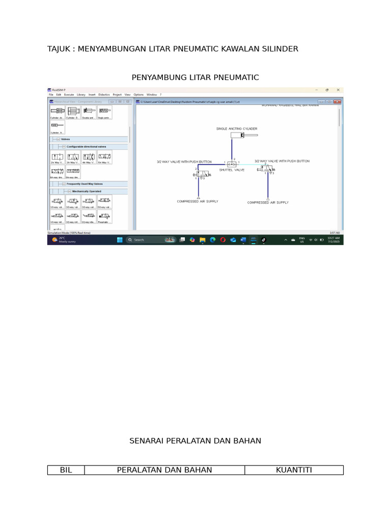 Penyambungan Litar Pneumatic Silinder | PDF