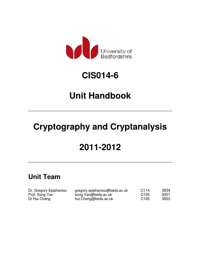 Cryptography Handbook1 | PDF | Cryptanalysis | Cryptography