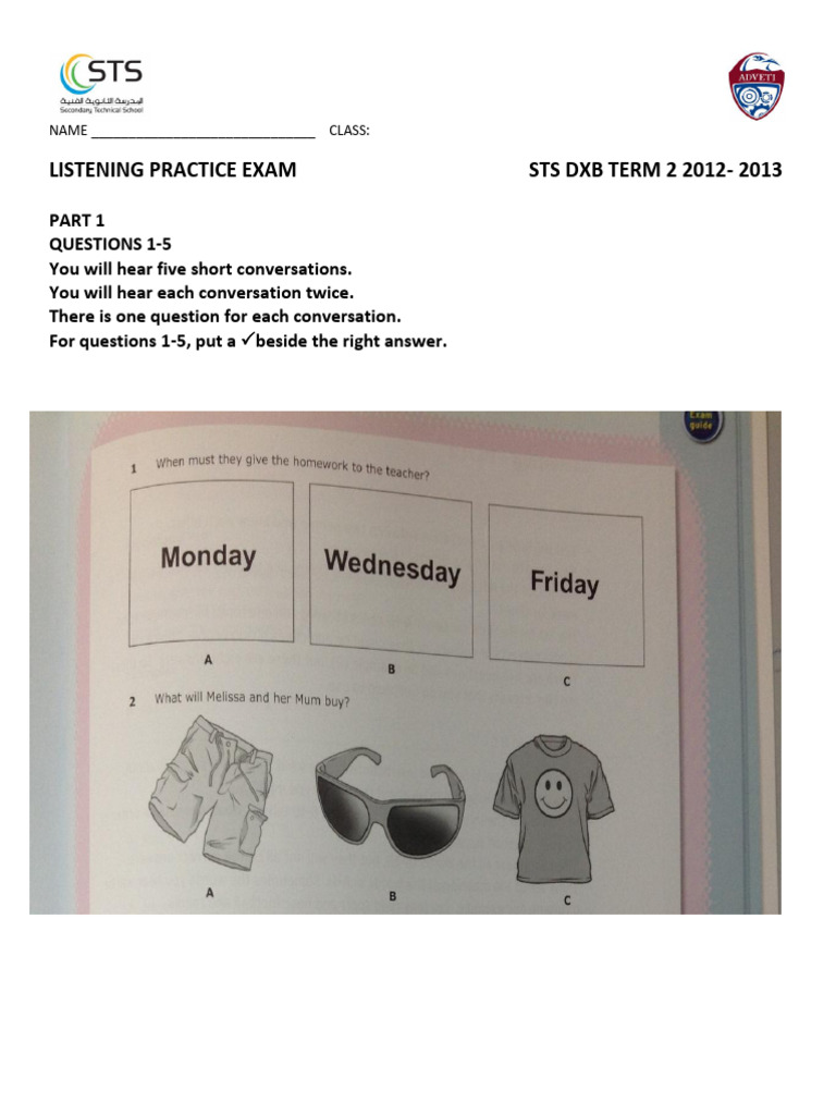 Grade 10 Listening Practice Exam | PDF