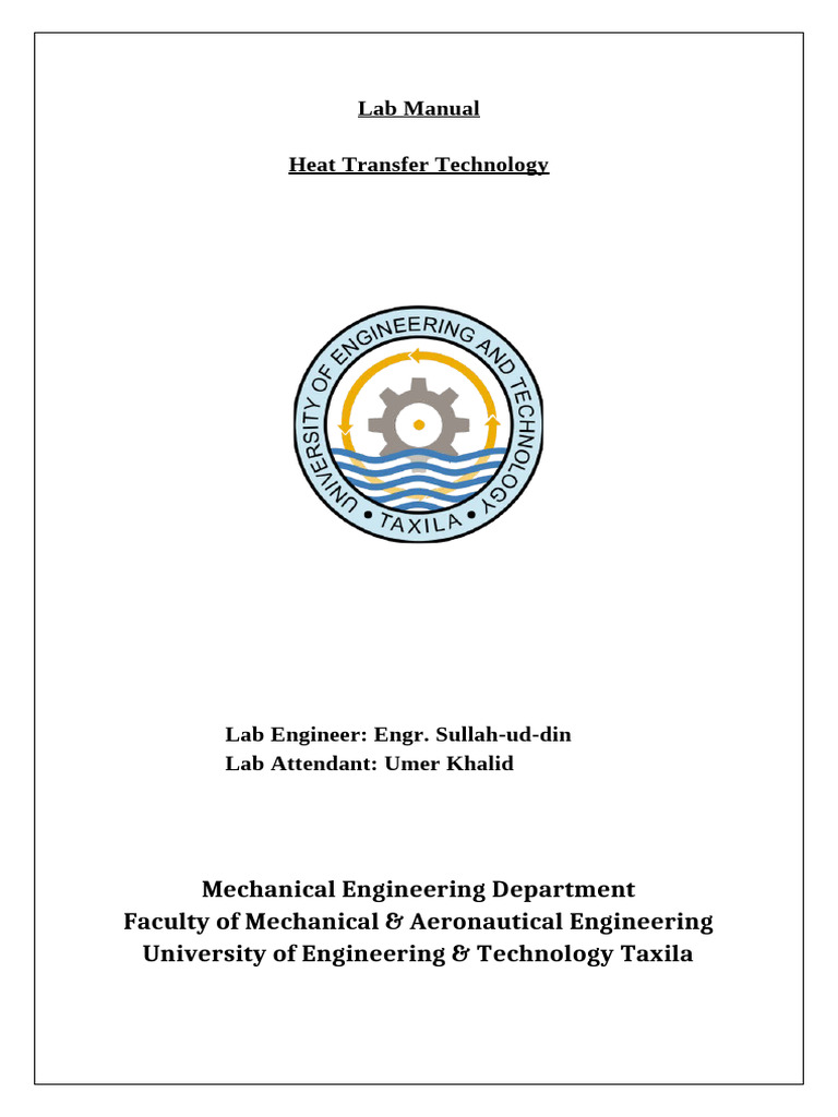 Heat Transfer Technology Lab Manual | PDF | Heat Exchanger | Liquids