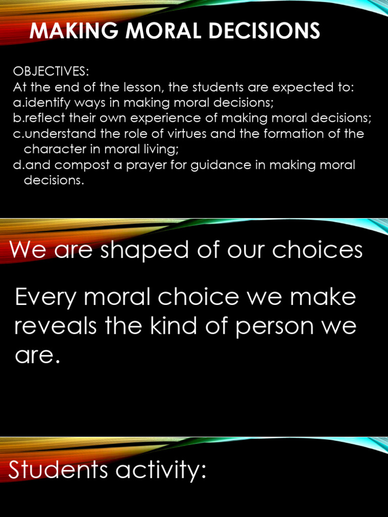 CHRISTIAN LIVING EDUCATION GRADE 10 Chapter-6-Making-Moral-Decisions ...