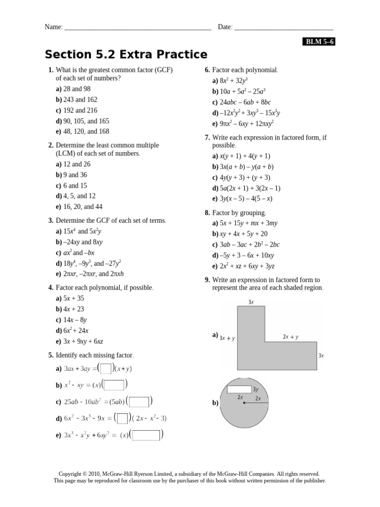 BLM 5-6 Section 5.2 Extra P | PDF | Abstract Algebra | Discrete Mathematics