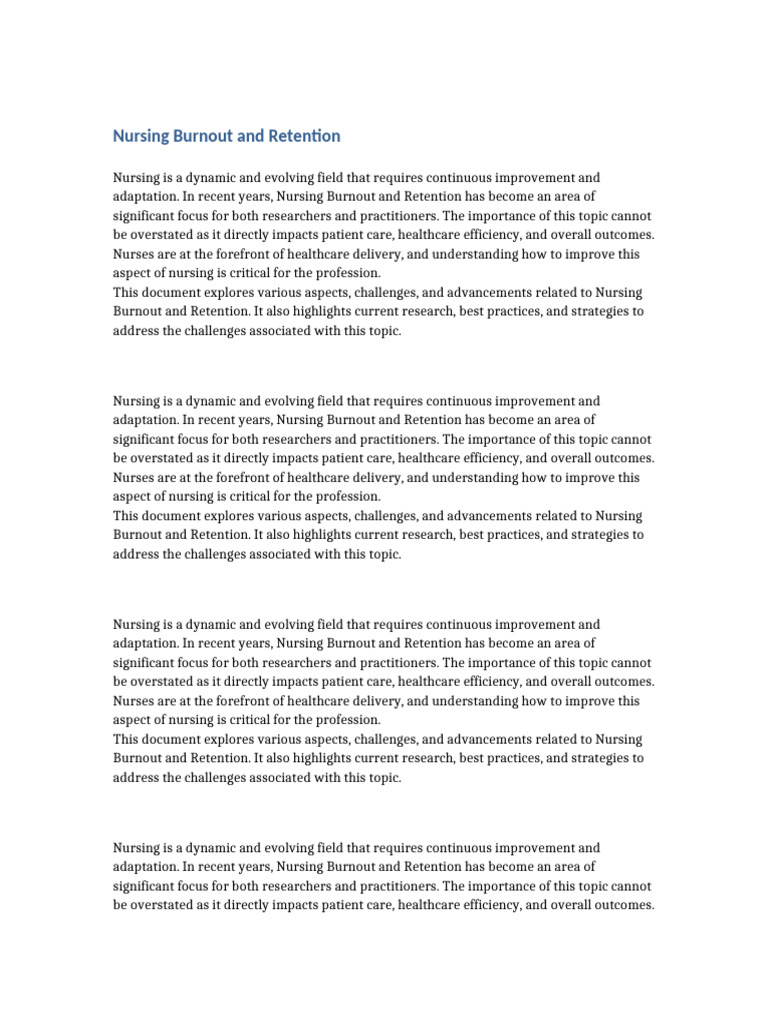 Nursing Burnout and Retention | PDF | Nursing | Health Care