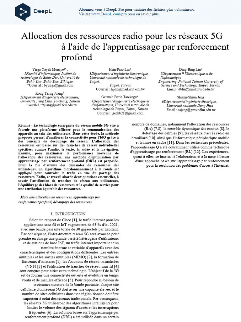 Allocation des ressources 5G par DRL | PDF | Internet des objets ...