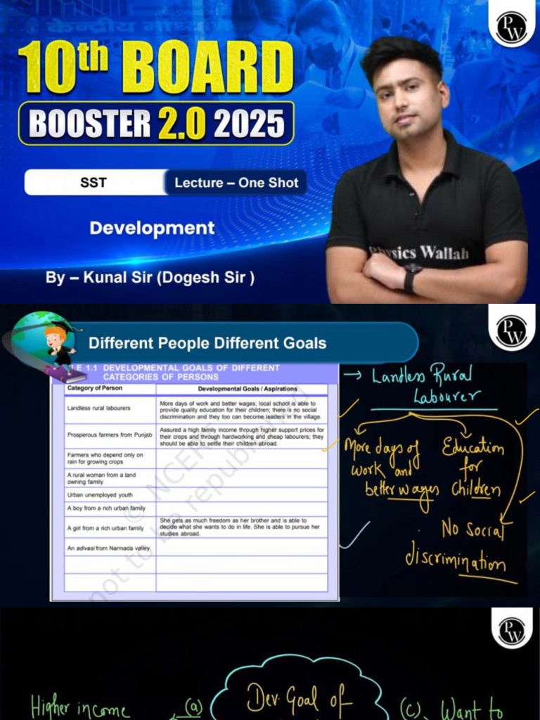 Economics - Development - Class Notes - 10th Board Booster 2.0 2025 PDF ...