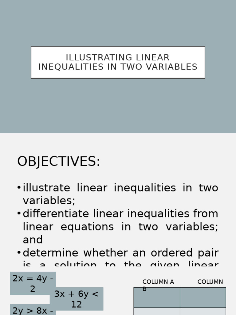 Illustrating Linear Inequalities in Two Variables | PDF | Inequality ...