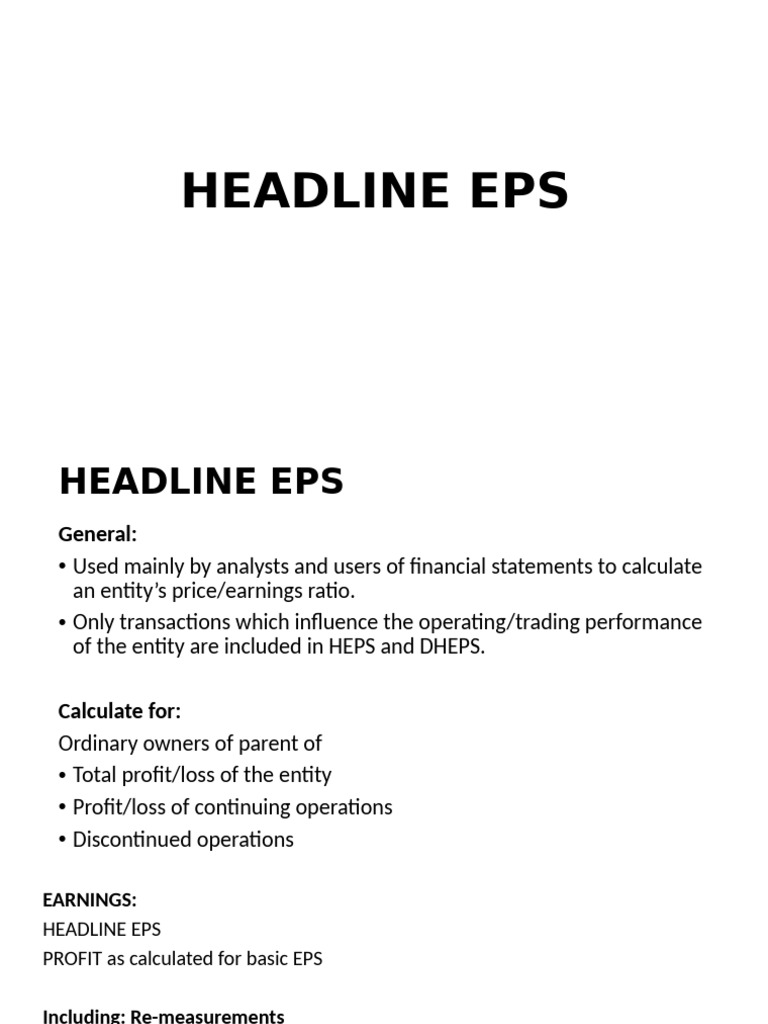 Understanding Headline EPS Calculation | PDF