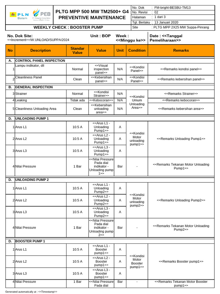 Weekly Unloading HSD - SMT Paya Pasir | PDF
