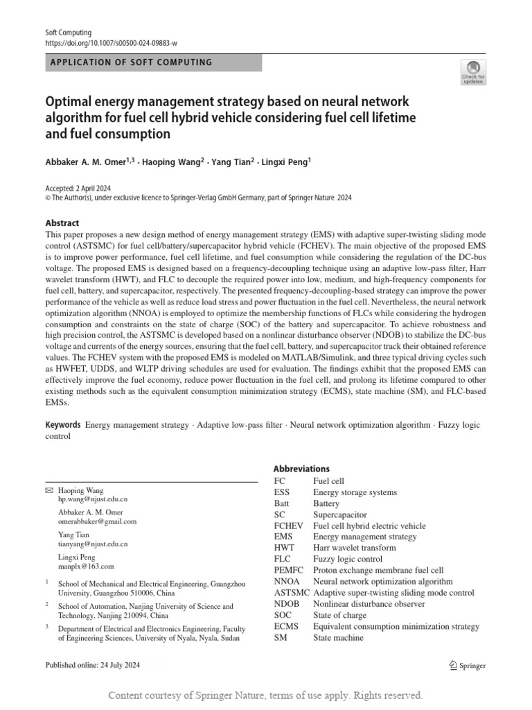 Picture of Optimal Energy Management Strategy Based On Neural Network Algorithm ...