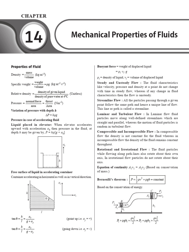 Mechanical Properties of Fluids Explained | PDF | Fluid Dynamics | Density