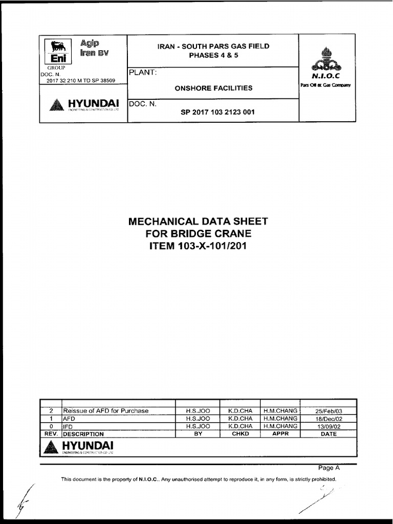 Crane & Hoist-Data Sheet | PDF