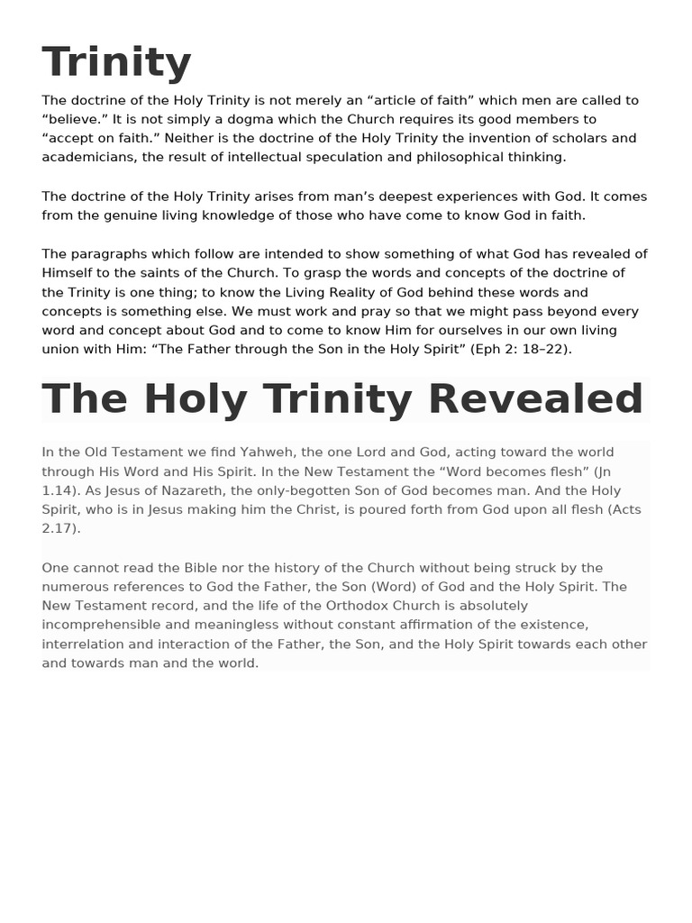 Understanding the Holy Trinity Doctrine | PDF | God The Father | Trinity