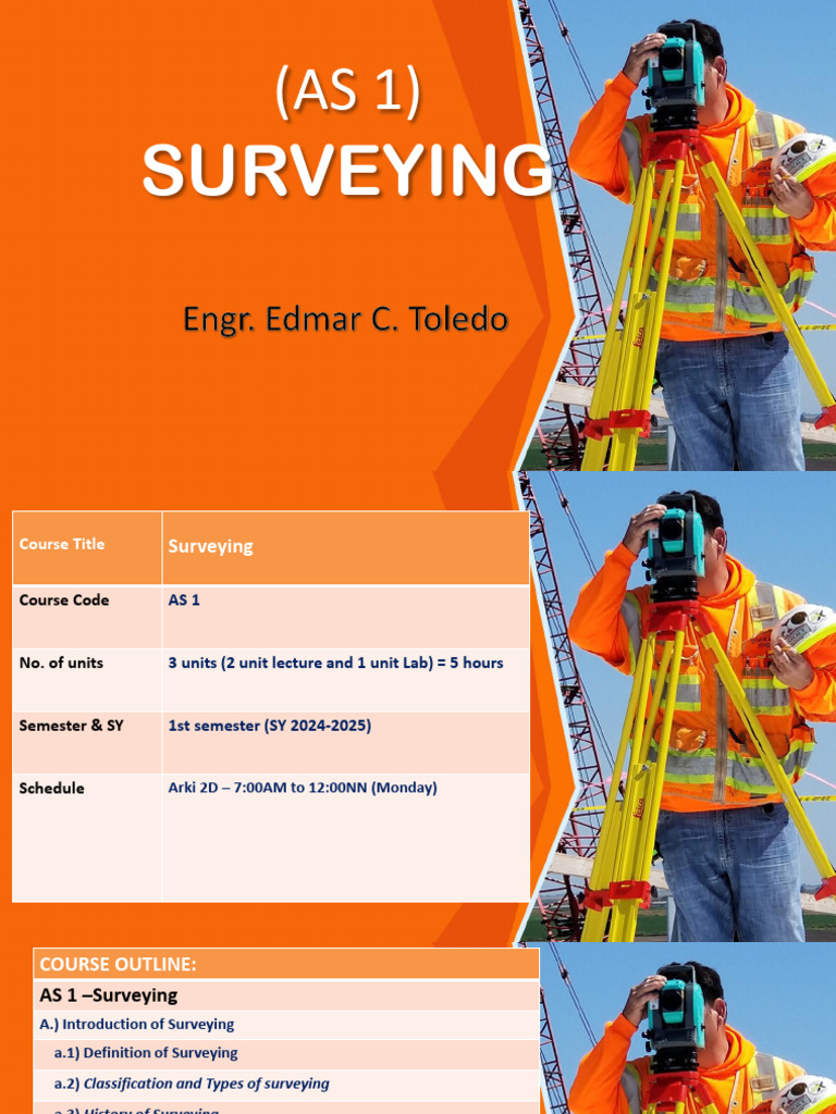 As 1 Orientation and Lesson1 Intro to Surveying | PDF | Surveying