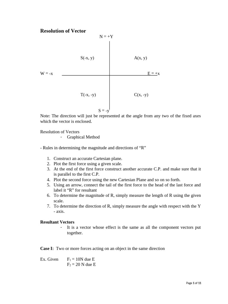 Vector Resolution and Resultant Calculation | PDF | Euclidean Vector ...