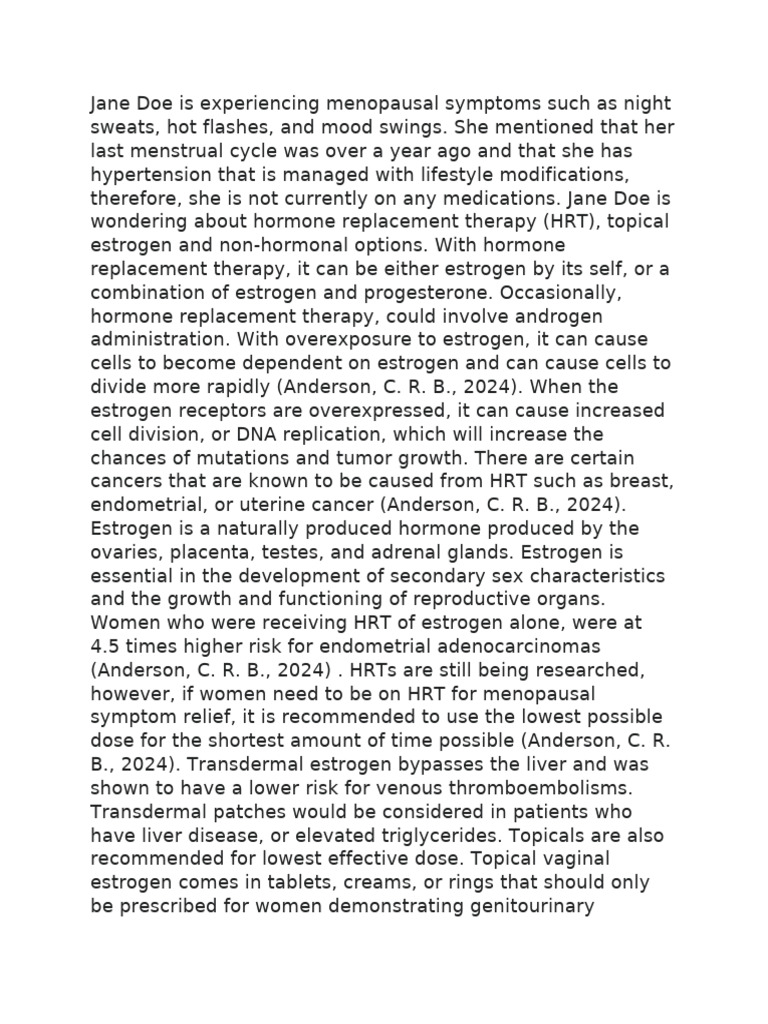 Menopause: HRT Options and Risks | PDF | Hormone Replacement Therapy ...