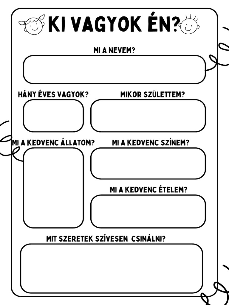 Black and White All About Me Activity Worksheet | PDF