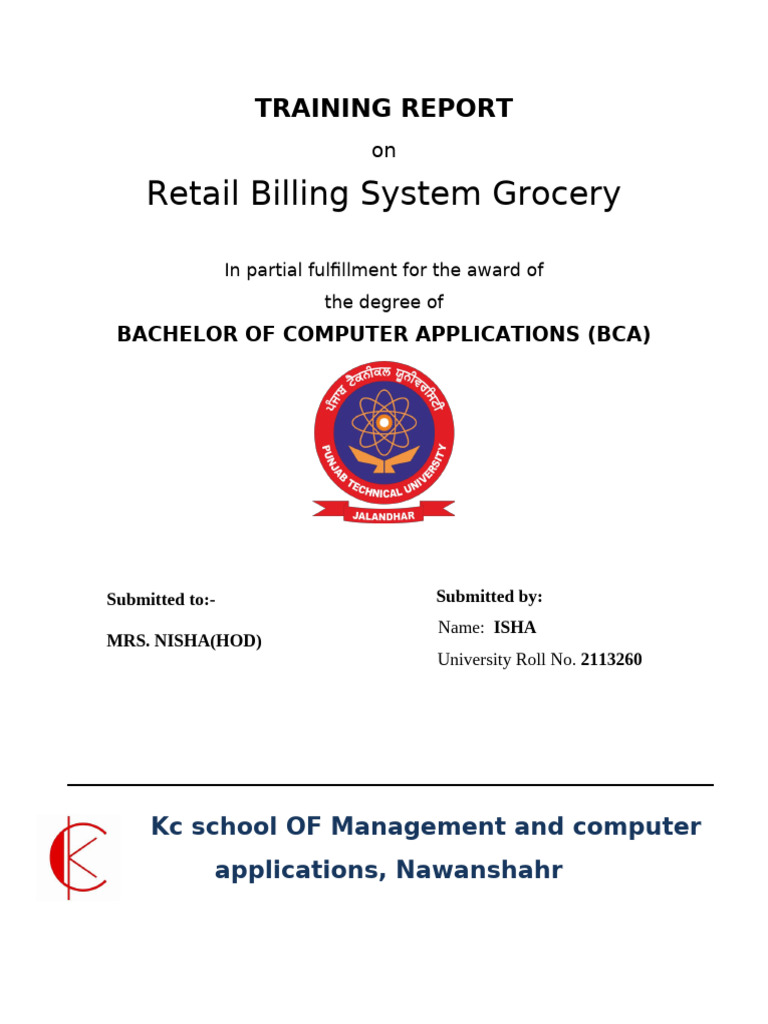 Retail Billing System Training Report | PDF