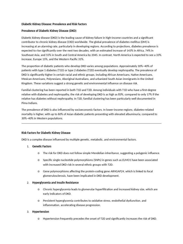 Diabetic Kidney Disease: Risks & Stages | PDF | Chronic Kidney Disease ...