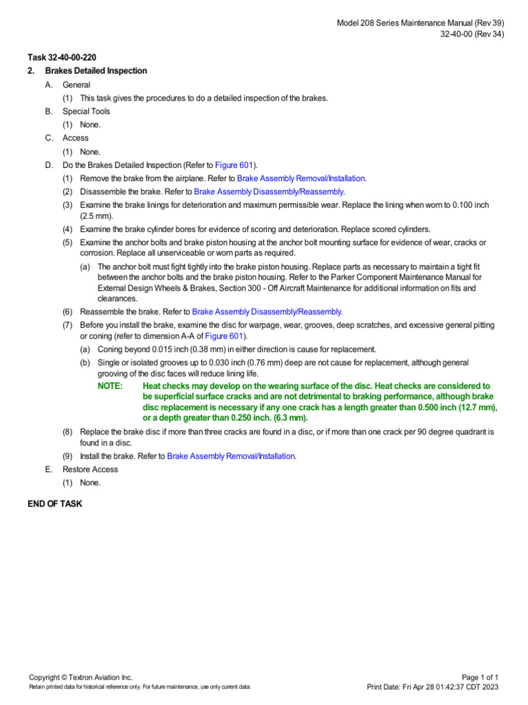 Brakes Detailed Inspection | PDF | Brake