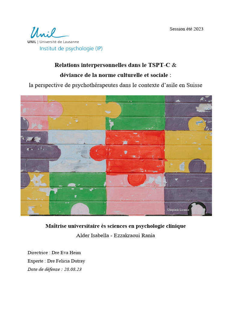 TSPT-C et relations interpersonnelles en Suisse | PDF | Manuel ...