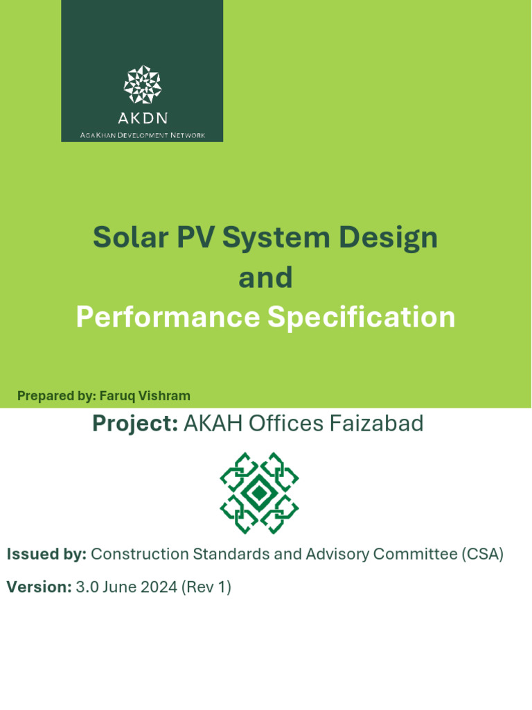 Solar PV System Design Specifications | PDF | Photovoltaic System ...