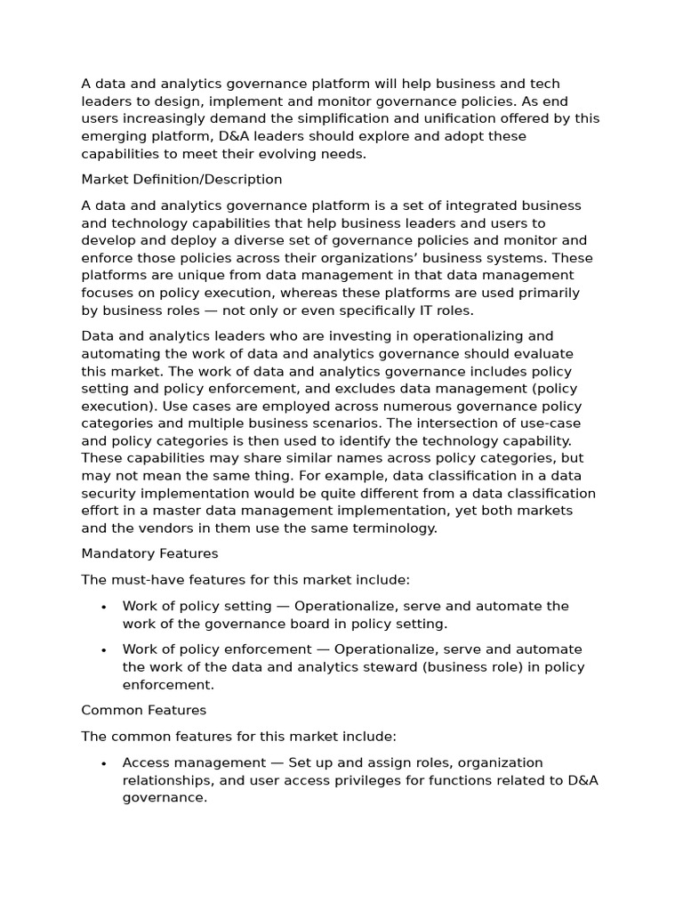 2025 Gartner Magic Quadrant for D&A Governance | PDF | Metadata | Cloud ...