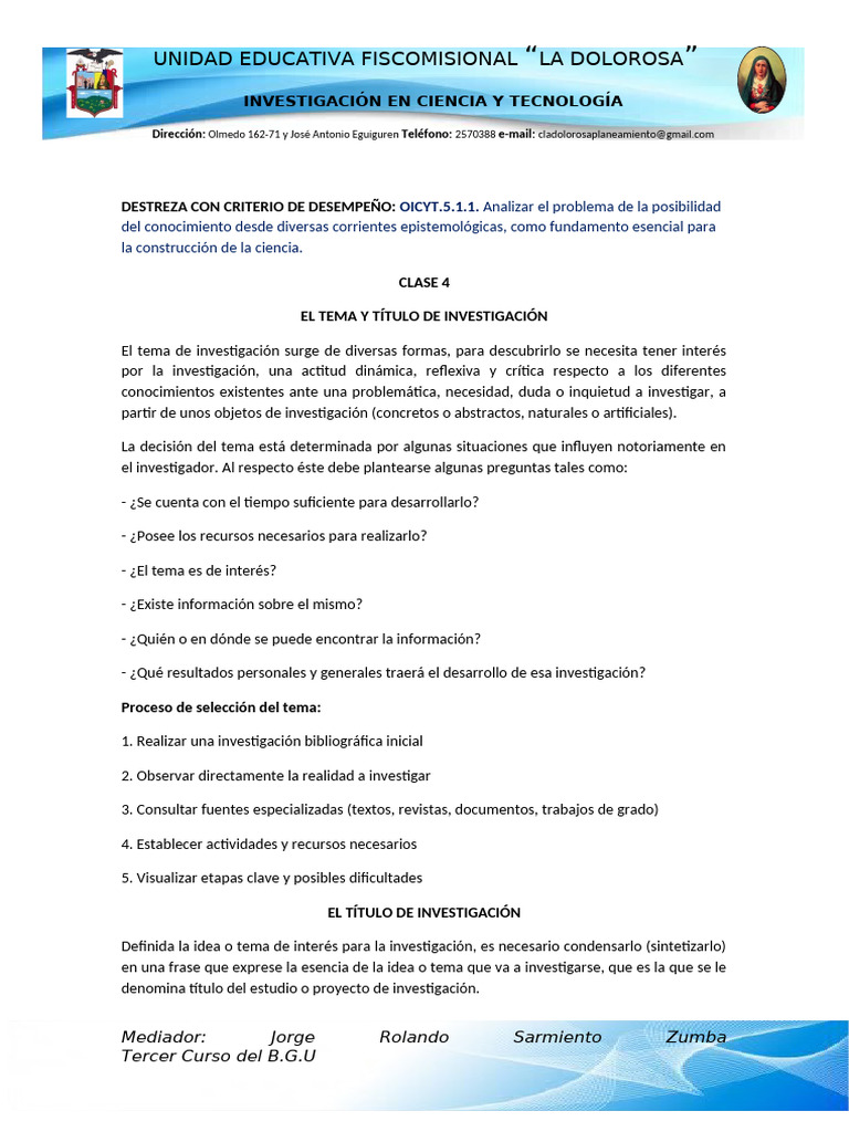 Clase 4 Tema y Título de Investigacion | PDF | Science