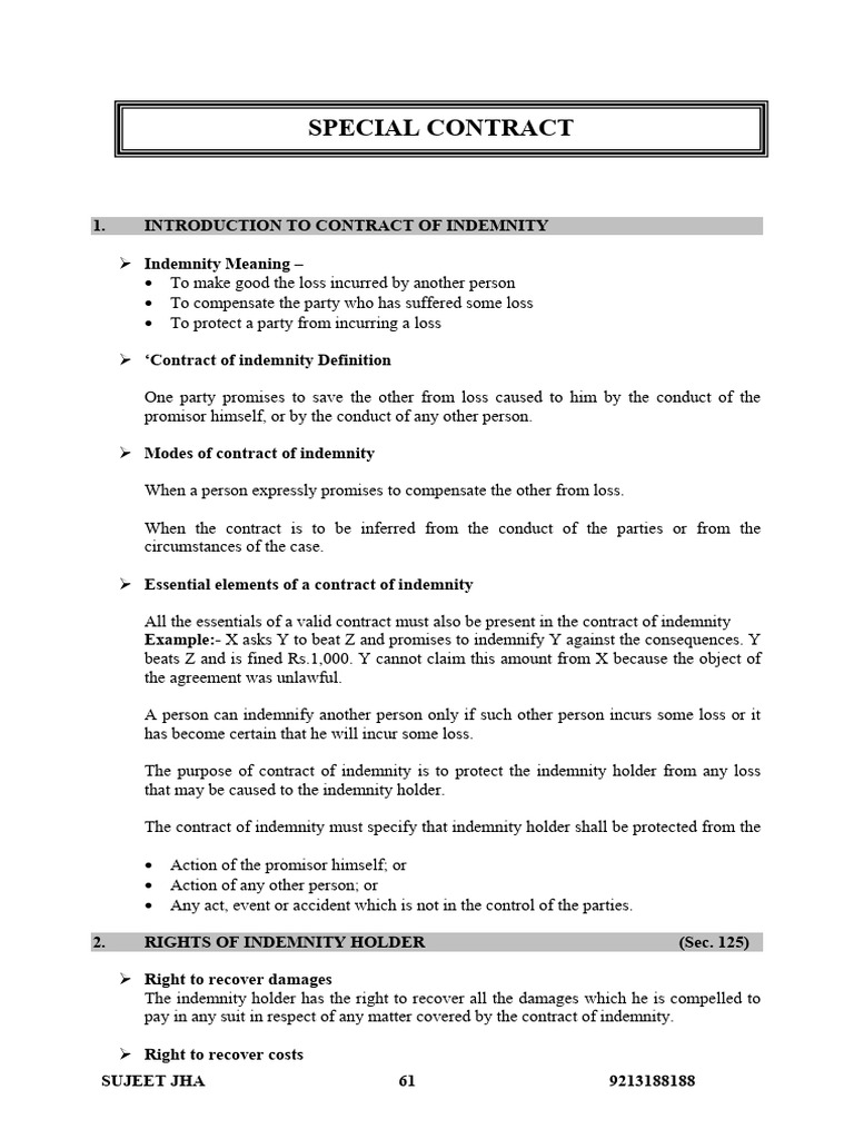Understanding Contracts of Indemnity and Guarantee | PDF | Guarantee ...