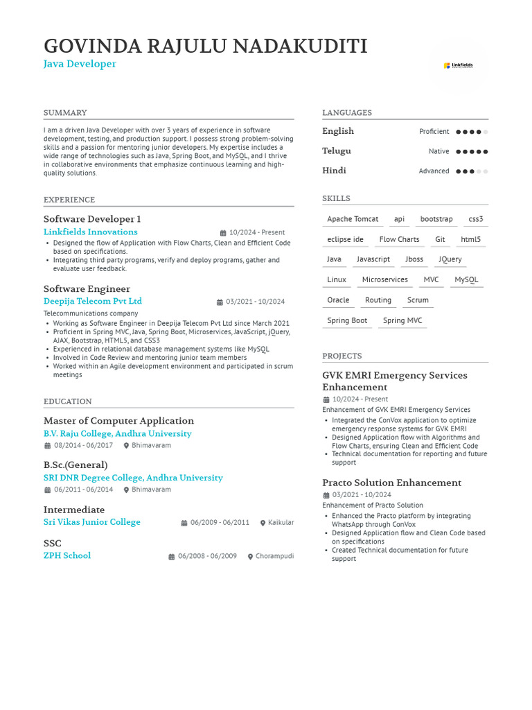 Java Developer with 3+ Years Experience | PDF | Java (Programming ...