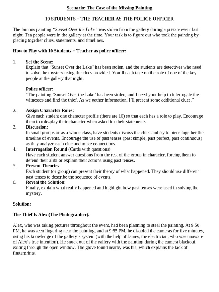Detective Story - 10 Students | PDF