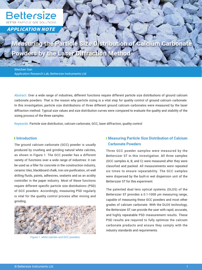 Measuring Particle Size Distribution of Calcium Carbonate Powders With ...