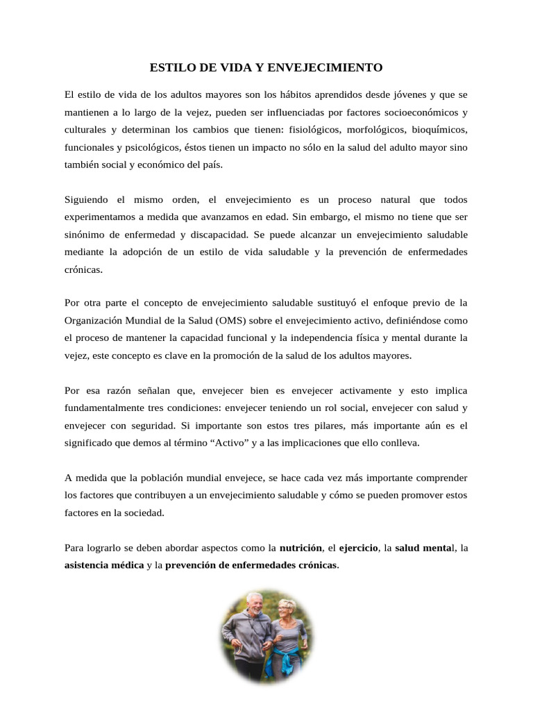 Estilo de Vida y Envejecimiento Saludable | PDF | Adultos | Vejez