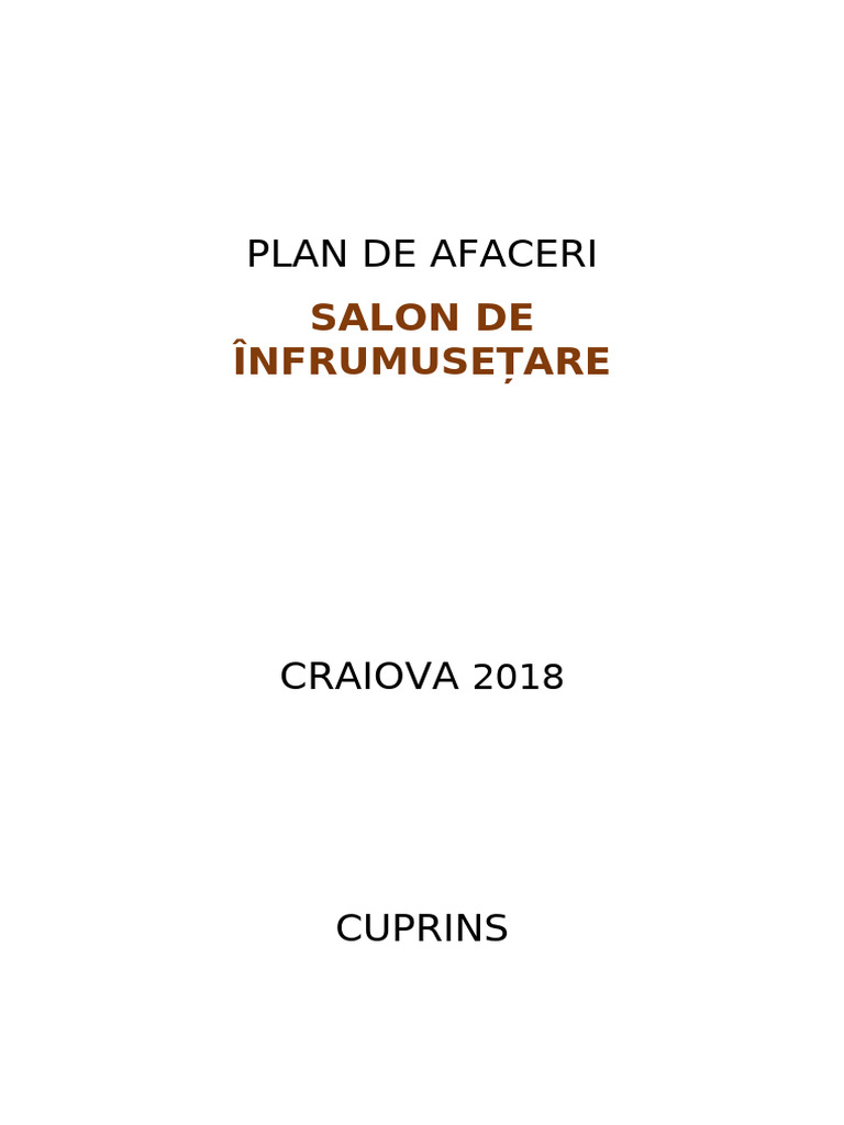 Plan de Afaceri Coafor | PDF