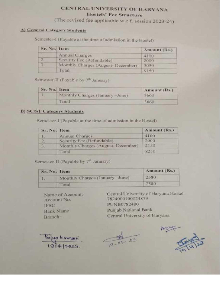 Central University Hostel Fee Refund Policy | PDF | Banking | Money