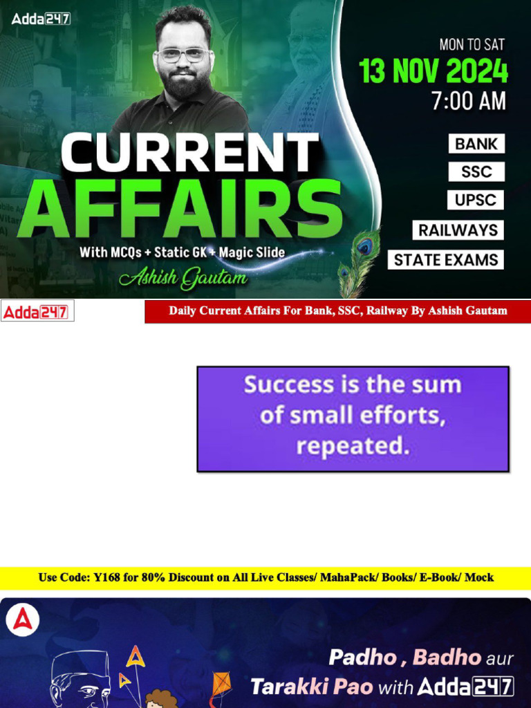 13th Nov 2024 Current Affair By Ashish Gautam Old Pdf