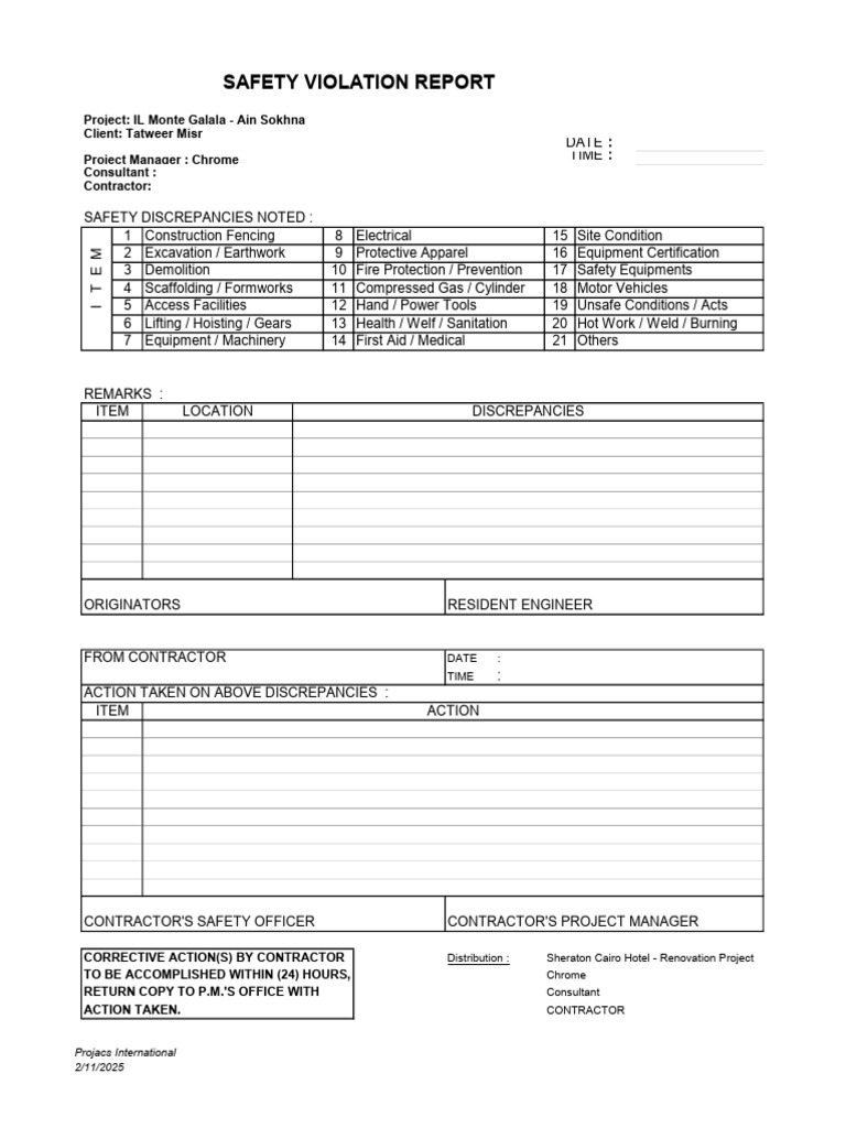 Safety Violation Report | PDF