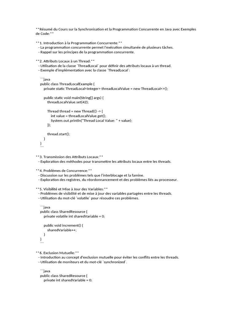 Programmation Concurrente en Java | PDF