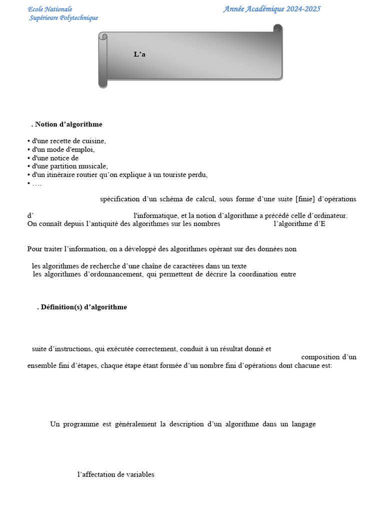 Algorithmes et Programmation en C | PDF | Variable (informatique ...