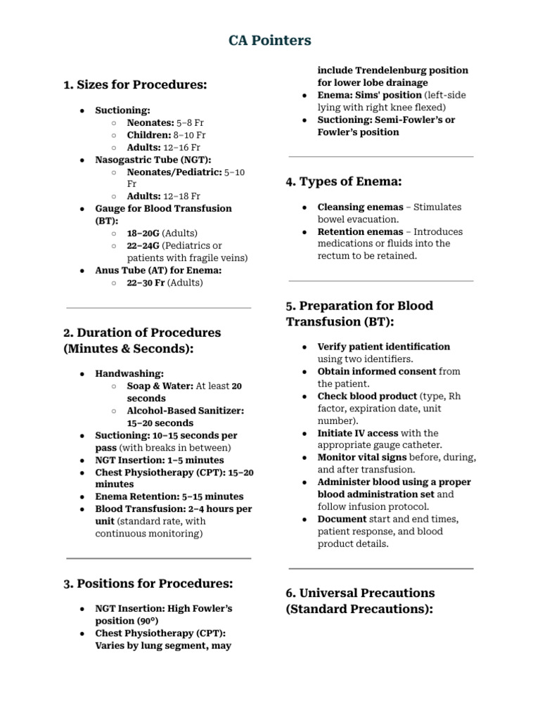 Pointers | PDF | Intravenous Therapy | Health Care