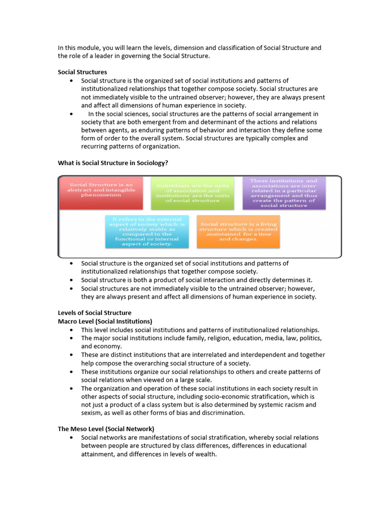 Understanding Social Structure and Leadership | PDF | Social Structure ...