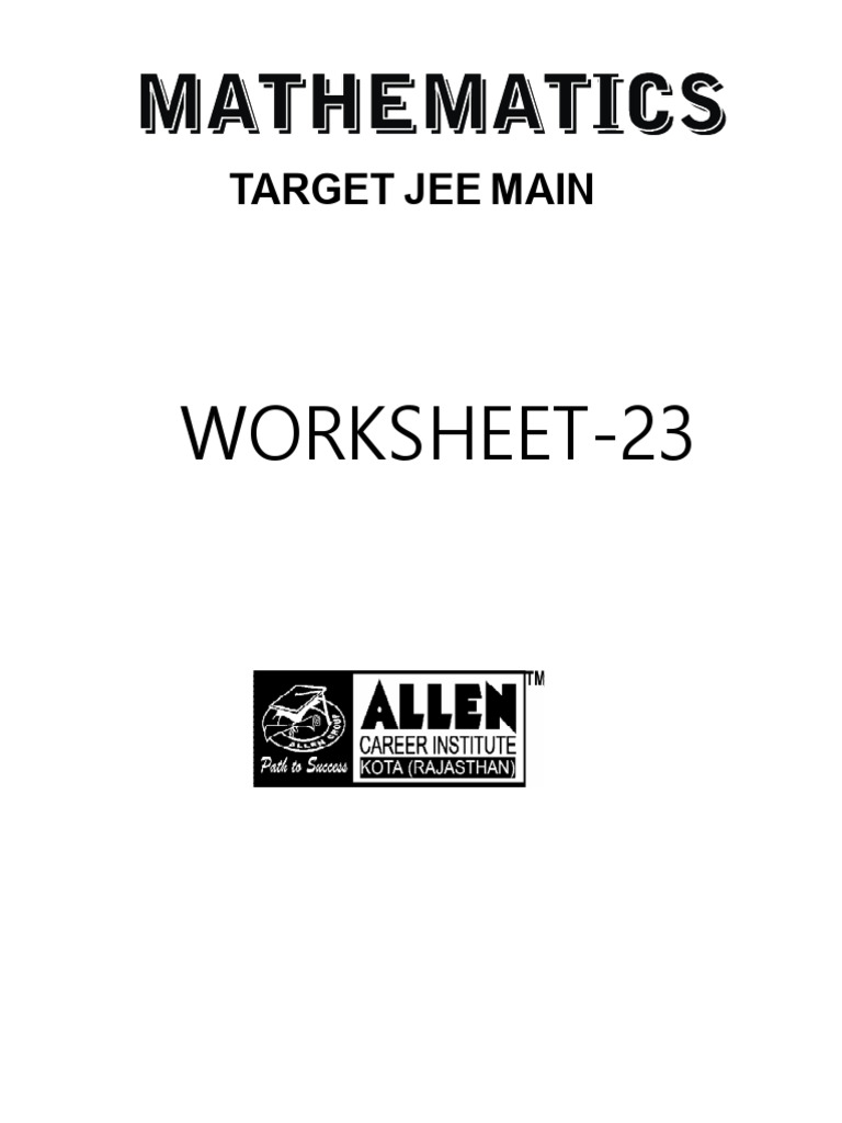 Worksheet-23: Target Jee Main | PDF | Functions And Mappings | Linear ...