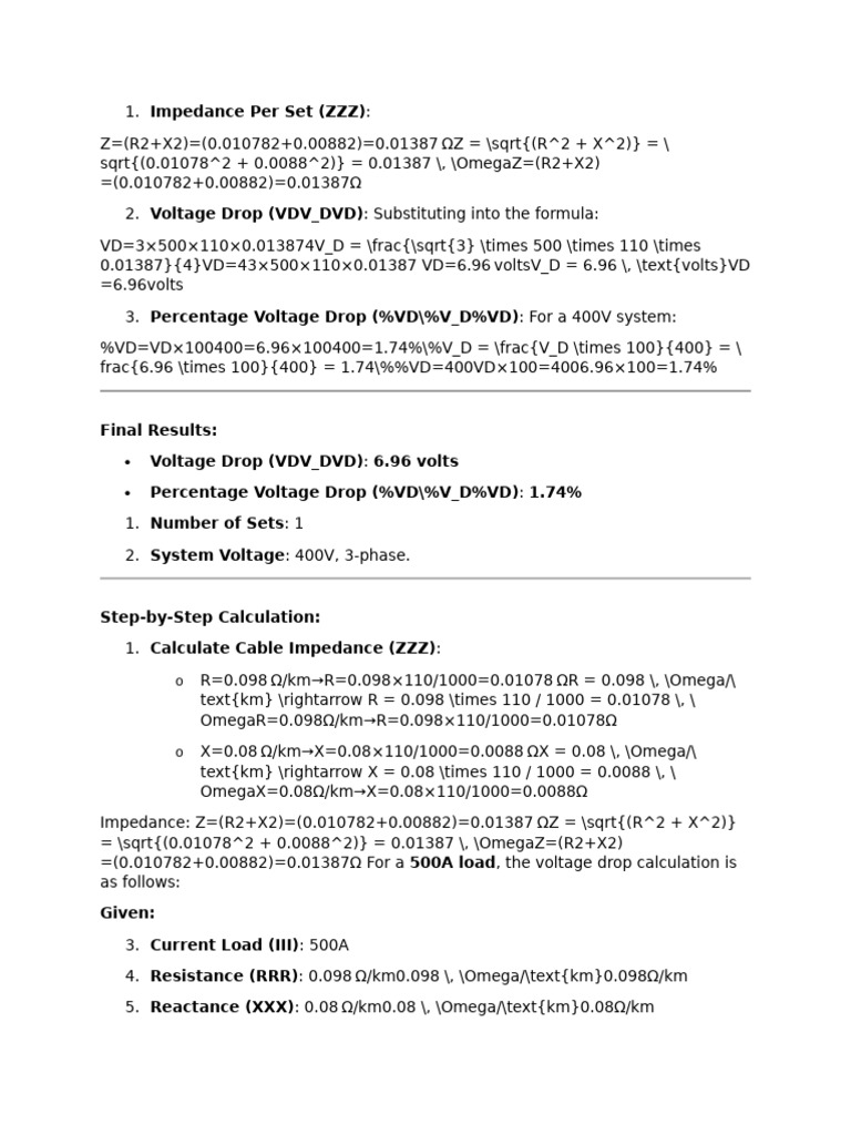 Voltage Drop Calculation for EV Cabling | PDF | Electrical Impedance ...