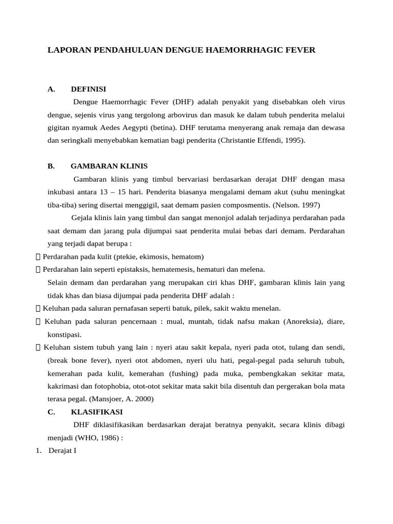 Panduan Penanganan DHF pada Pasien | PDF