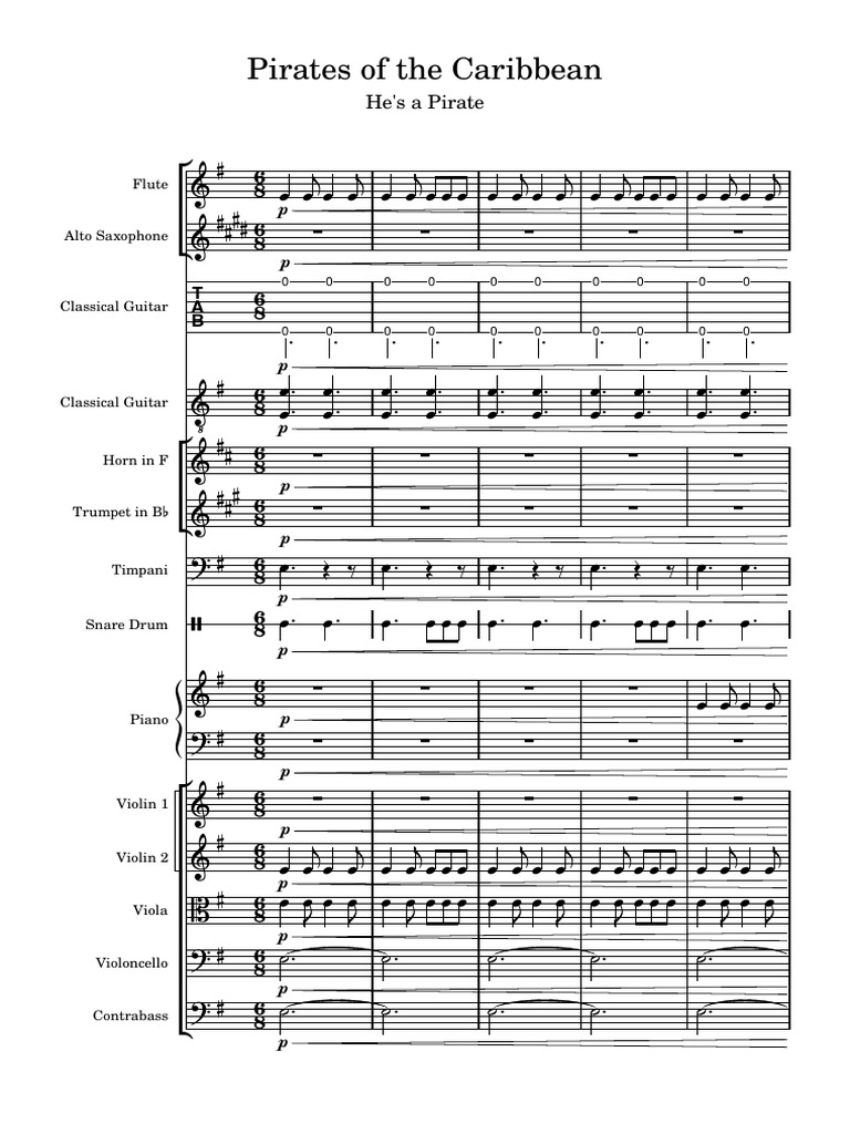 Interesting Pirates Of The Caribbean Music Sheet Gallery
