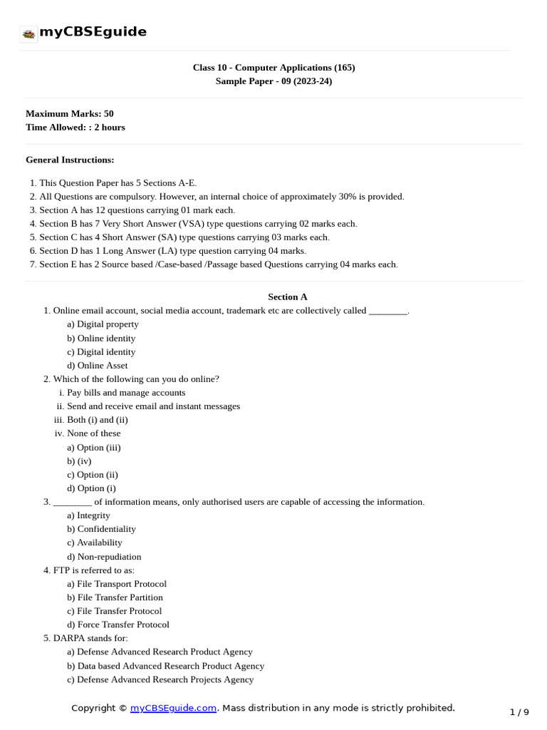 10 Computer Applications SP 09 | PDF | Html | Html Element