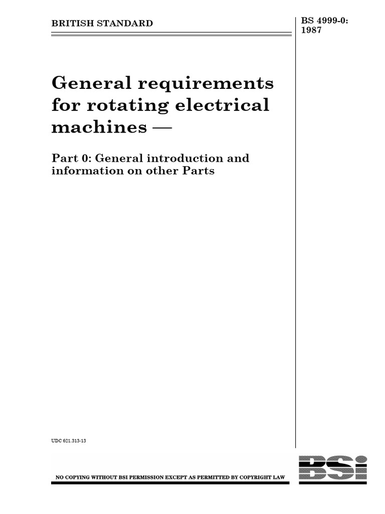 BS 4999-0 | PDF | Copyright | International Electrotechnical Commission