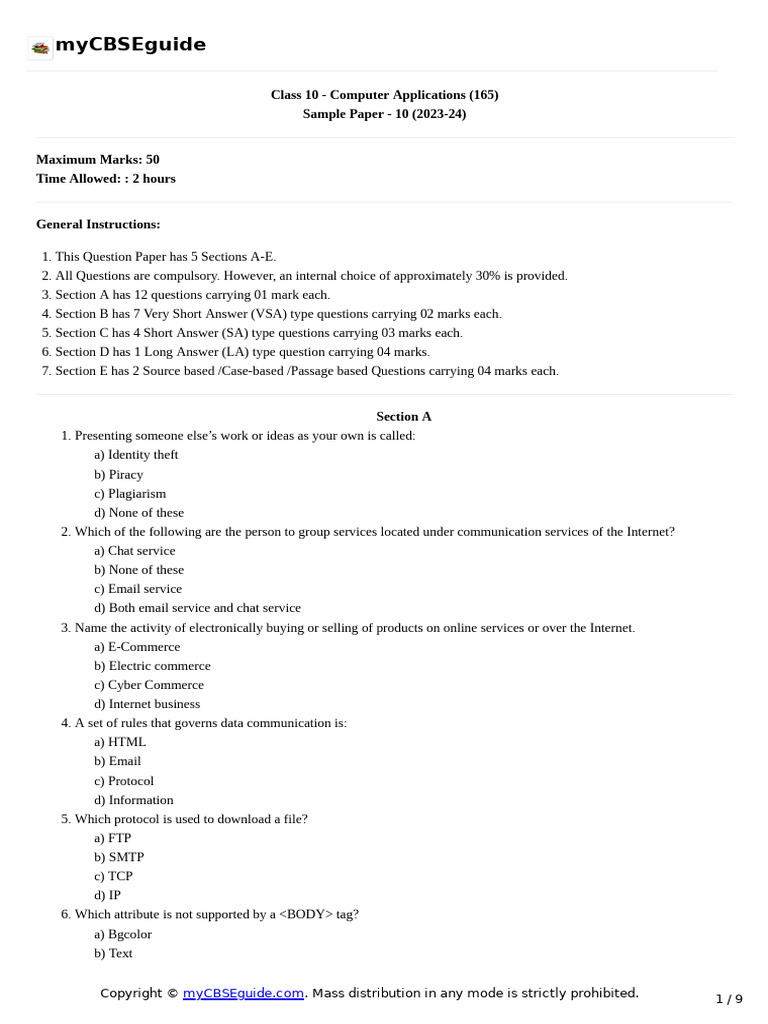 10 Computer Applications SP 10 | PDF | Hyperlink | Html